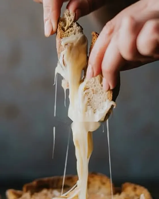 Ciągnący się Reblochon pieczony w chlebie